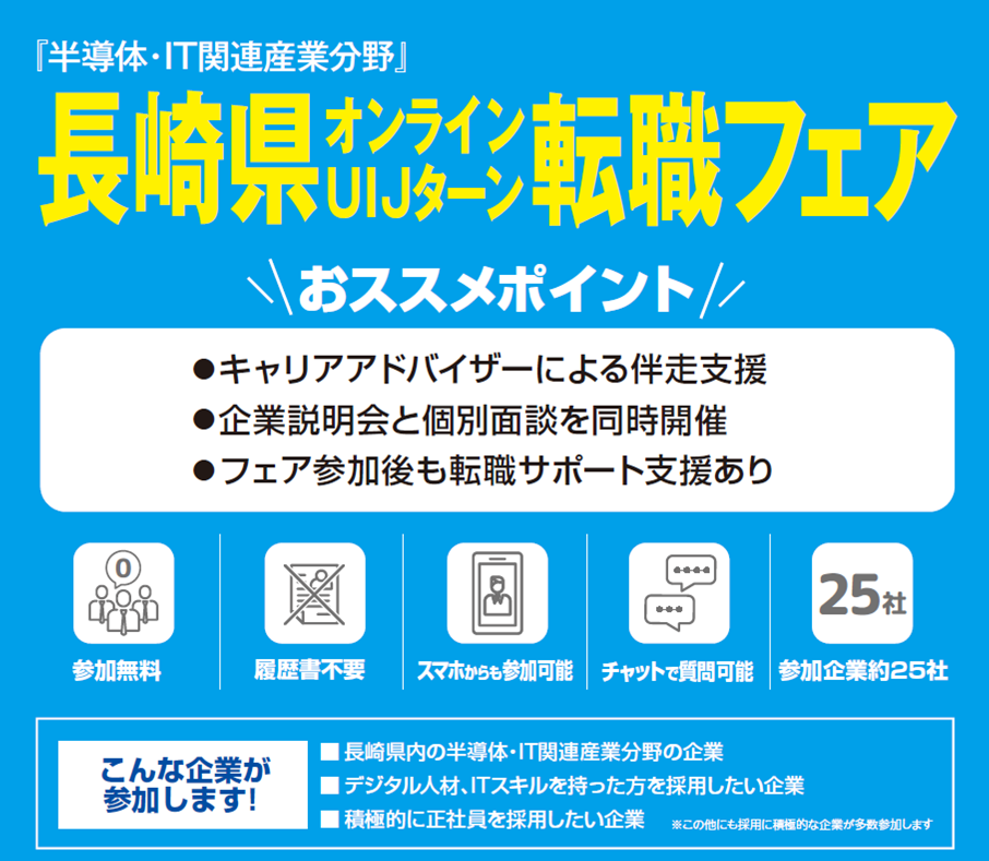 長崎県で働こう！『第1回長崎県オンラインU・I・Jターン転職フェア』 | 移住関連イベント情報